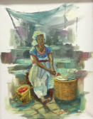 Escena del nercado MEDITACIÓN, óleo sobre lienzo, 30 x 23 cm