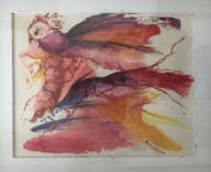 Amanecer, mixto de acuarela y sanguina sobre papel, 19 x 22 cm