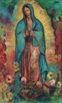 Virgen de Guadalupe, acrílico mixta tela, 70 x 60 cm