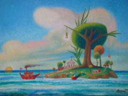 Isla de las estrellas oleo sobre tela, 40 x 60 cm