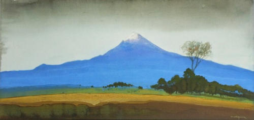 Fujiyama, acuarela, 36 x 83 cm