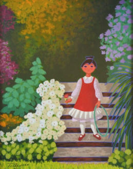 Niña en jardín