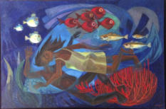 Amor en el mar, óleo sobre tela, 100 x 150 cm