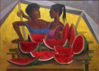 Vendedoras de sandias, óleo sobre tela, 70 x 100 cm