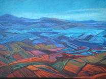 Auroras vespertinas, acrílico sobre masonite, 80 x 100 cm