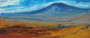 Azul hundido, acrílico sobre tabla, 42 x 95 cm